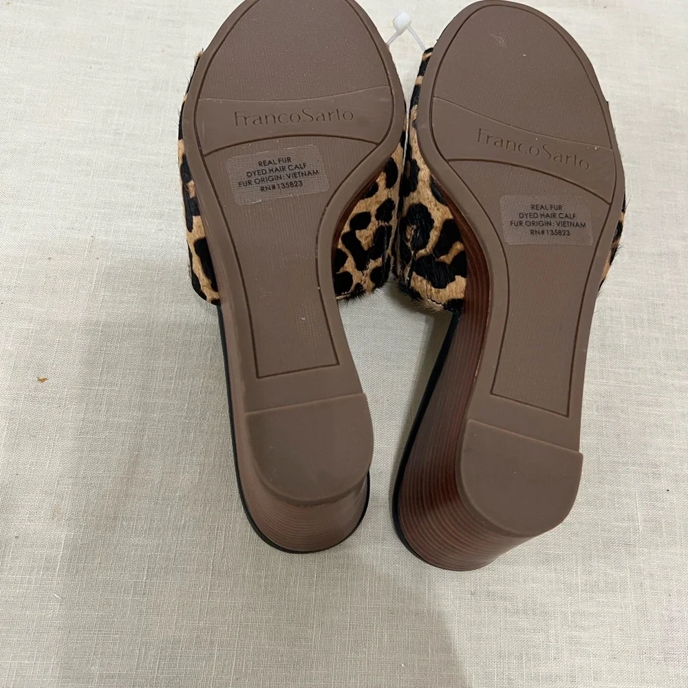 Franco Sarto Brown Black Wedge Sandals - Picture 6 of 6